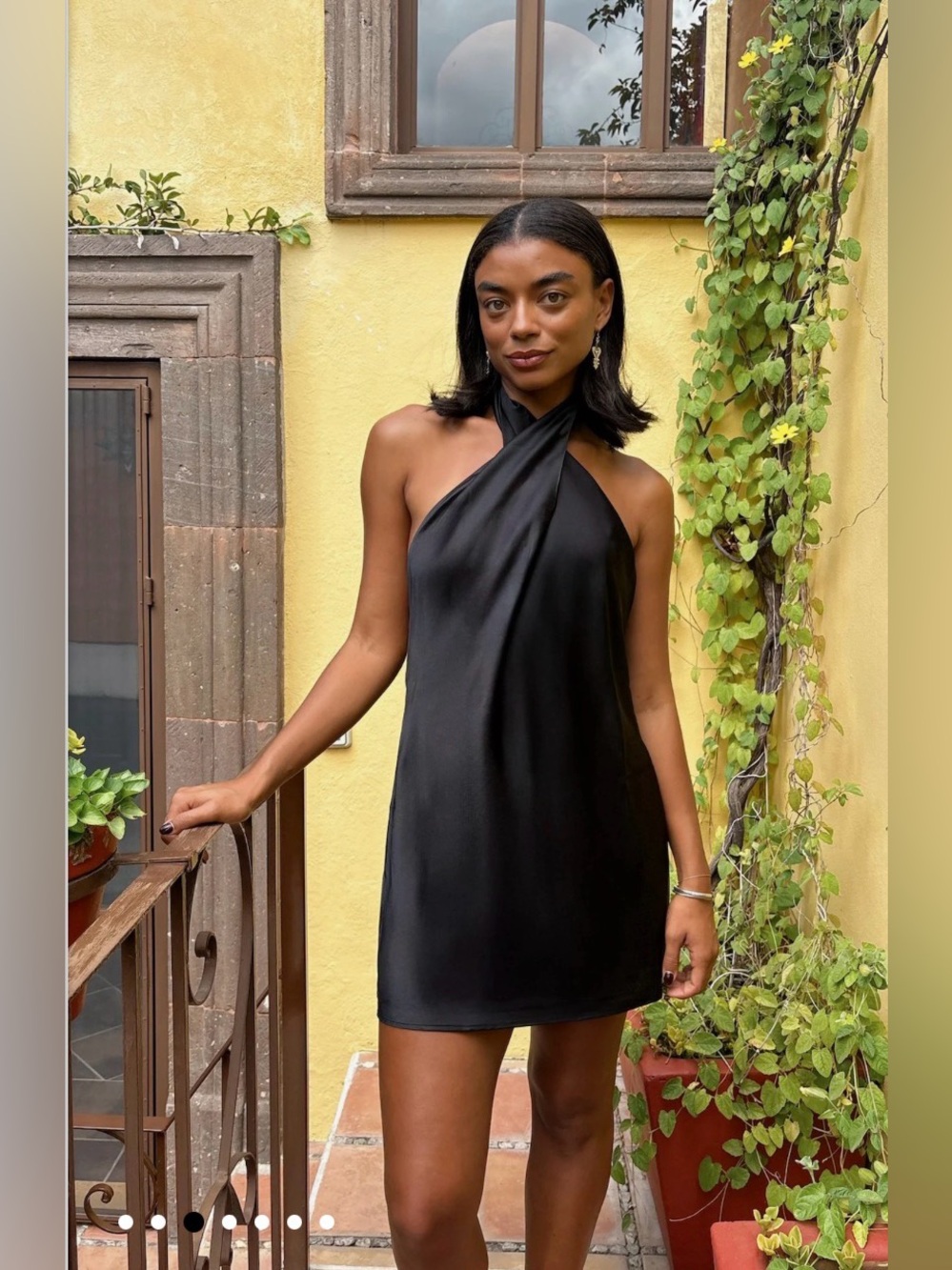 Show Me Your Mumu Jasmine Halter Mini Dress Black Satin Open Back Size M